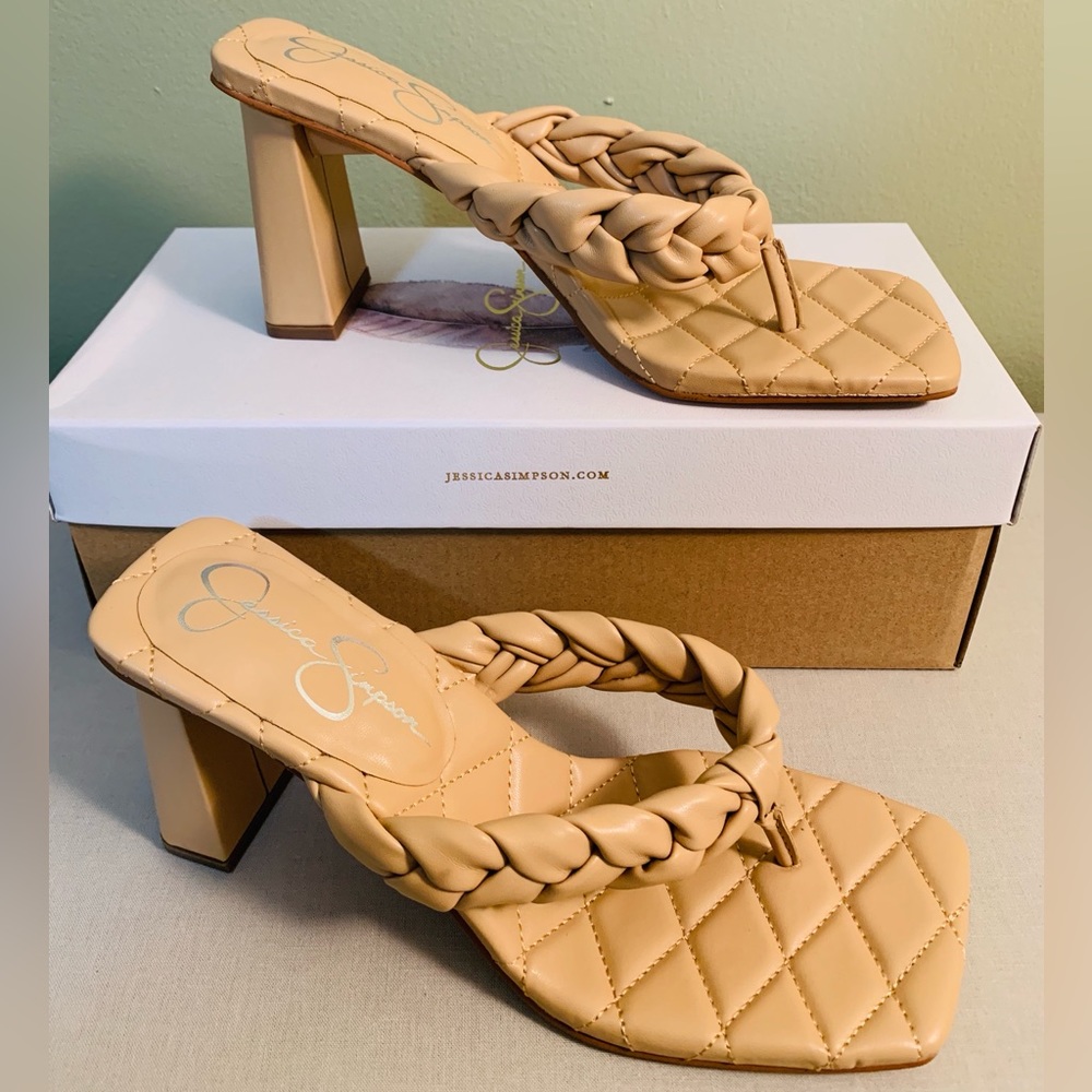 Jessica Simpson Zaliye Slip-on Heels Beige Size 8.5M. Gently used. Color: Buff